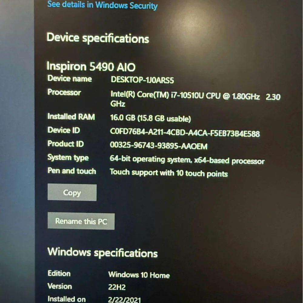 Dell All-in-One Desktop - Silver and White